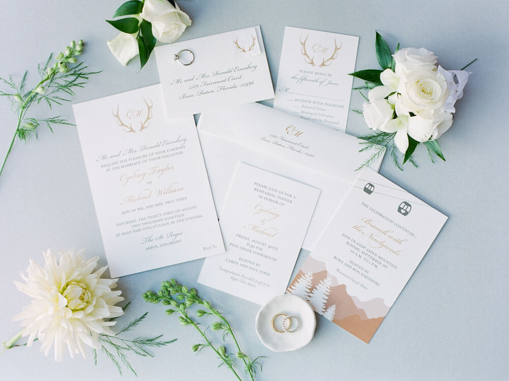 Invitation suite for Aspen bride photography by Tara Marolda