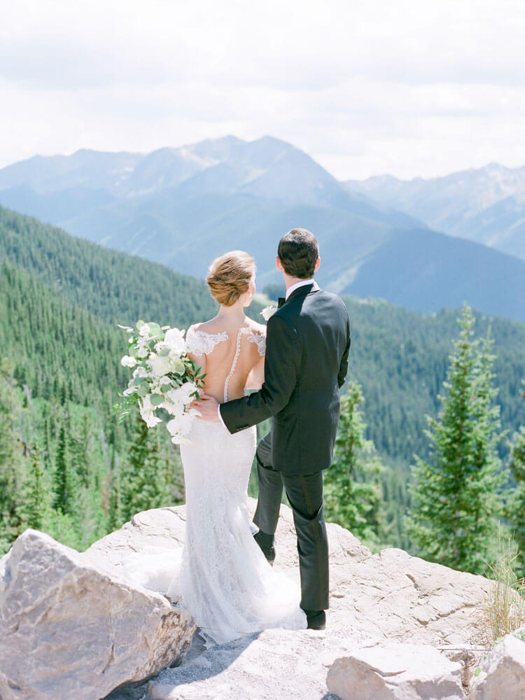 Aspen Wedding bride and groom on Aspen Mountain photography by Tara Marolda