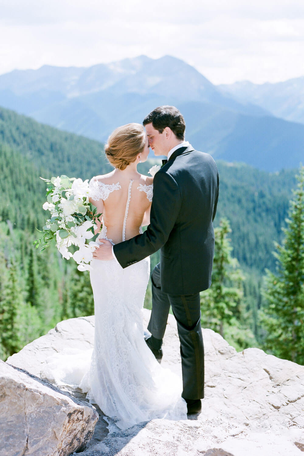 Aspen Wedding bride and groom on Aspen Mountain photography by Tara Marolda